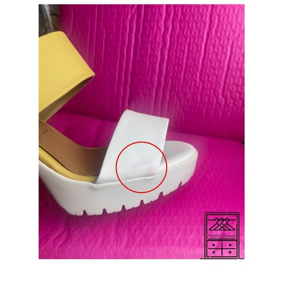 CKLASS Yellow/White Ankle Strap Platform Rope Dress Sandals SZ 9 - Picture 9 of 9